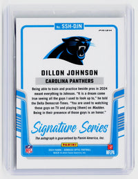 2024 Panini Donruss Optic Signature Series Dillon Johnson RC Autograph #SSH-DJN - back