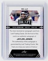 2022 Leaf Draft Jaylon Jones Autograph Rookie Card BA-JJ1 - back