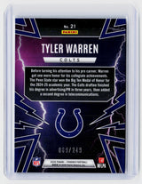 2025 Panini Phoenix Thunderbirds Tyler Warren Rookie #21 /249 - back