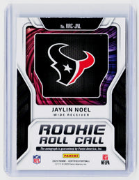 2025 Panini Certified Rookie Roll Call Autograph Jaylin Noel RRC-JNL - back