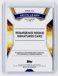 2025 Topps Resurgence Rookie Signatures Devin Leary RC Autograph RRS-DL - back