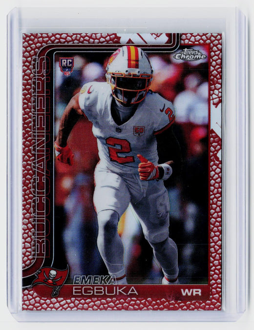 2025 Topps Chrome Emeka Egbuka RC #312 Tampa Bay Buccaneers Red Patterned Parallel - front