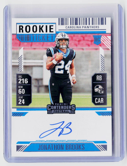 2024 Panini Contenders Rookie Ticket Variation Autograph Jonathan Brooks RC #114 - front