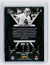 2017 Panini XR Football Chad Hansen Rookie Card #103 New York Jets - back