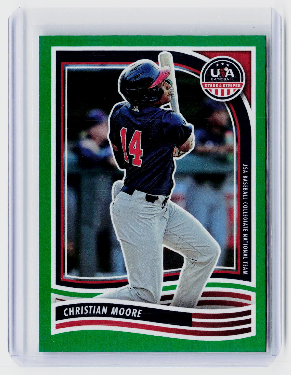 2024 Panini USA Baseball Stars & Stripes Christian Moore #88 Green - front