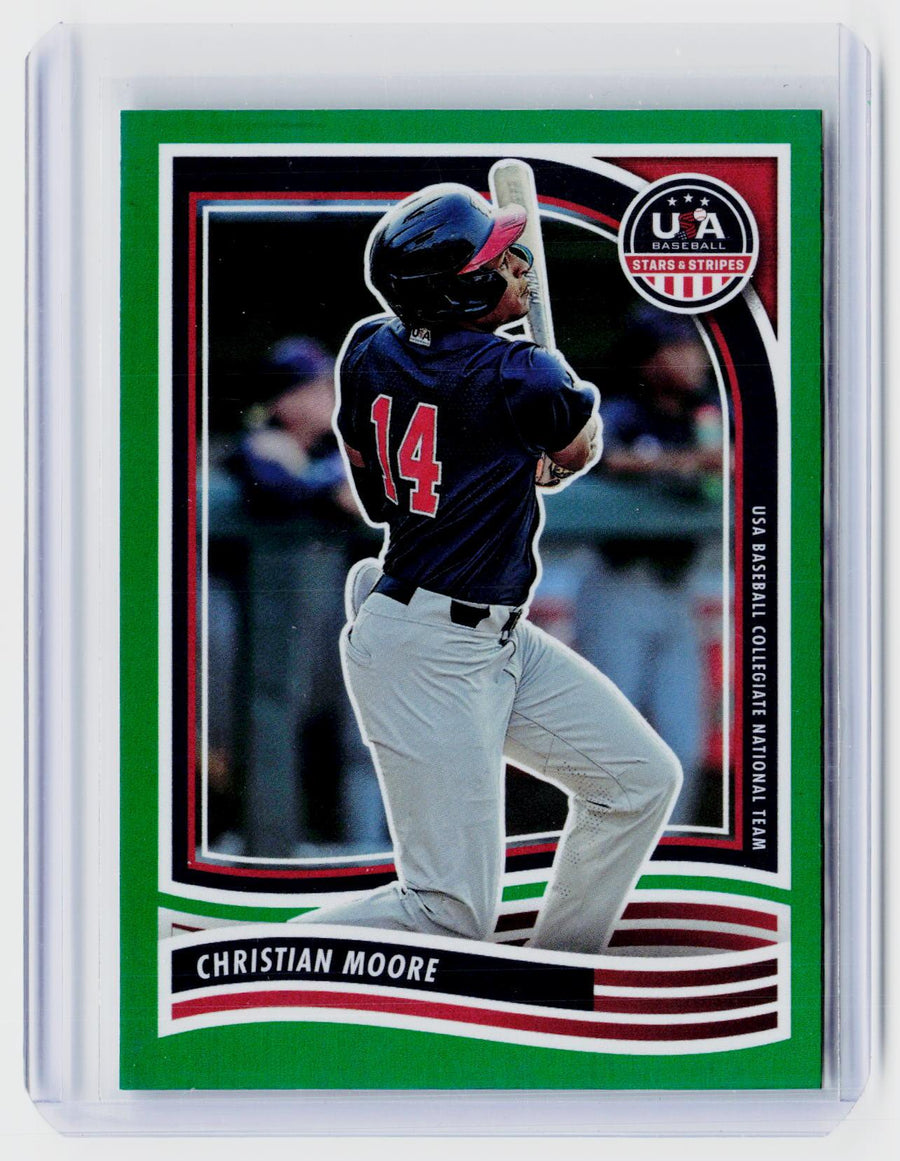 2024 Panini USA Baseball Stars & Stripes Christian Moore #88 Green - front