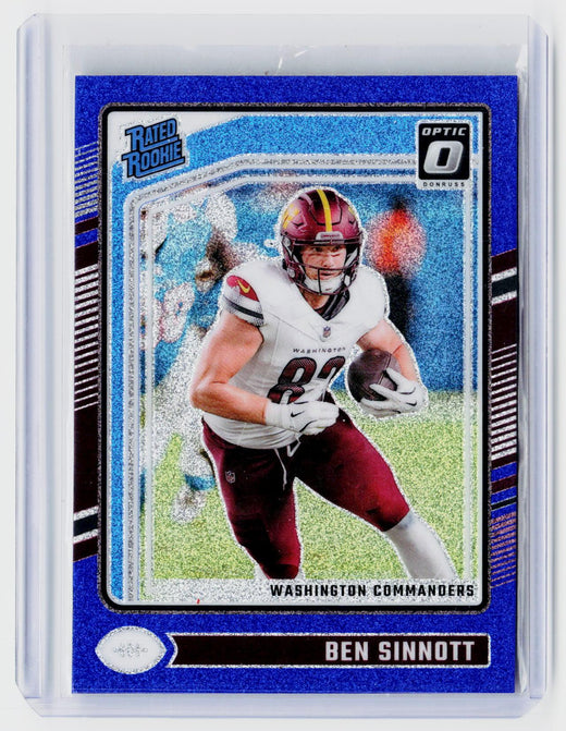 2024 Panini Donruss Optic Blue Shock Rated Rookie Ben Sinnott #207 Washington Commanders - front