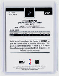 2025 Topps 2024-25 Basketball Dylan Harper RC #202 San Antonio Spurs - back