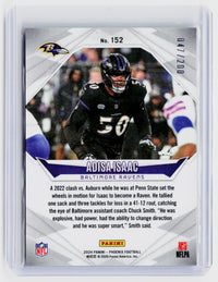 2024 Panini Phoenix Football Adisa Isaac Rookie Card #152 Baltimore Ravens 47/200 - back