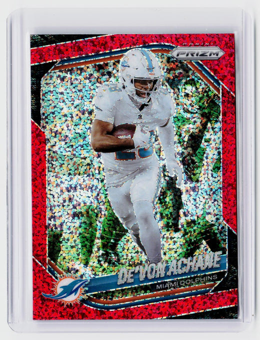 2025 Panini Prizm Football De'Von Achane Red Disco Prizm #150 Miami Dolphins - front
