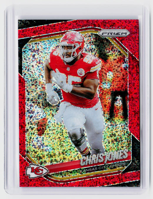 2025 Panini Prizm Football Chris Jones Red Disco Prizm #113 Kansas City Chiefs - front