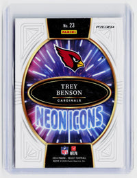 2024 Panini Select Football Trey Benson Premier Level Rookies RC #23 Arizona Cardinals - back
