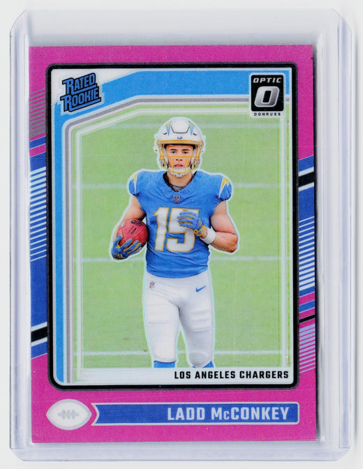 2024 Panini Donruss Optic Rated Rookie Pink Ladd McConkey Los Angeles Chargers - front