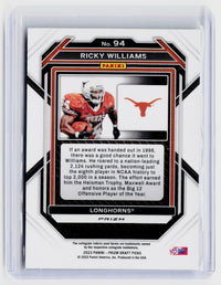 2023 Panini Prizm Draft Picks Ricky Williams Gold Ice Prizm #94 Texas Longhorns - back