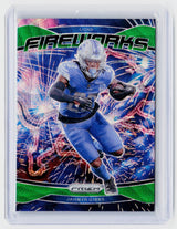 2024 Panini Prizm Football Fireworks Green Prizm Jahmyr Gibbs #7 - front