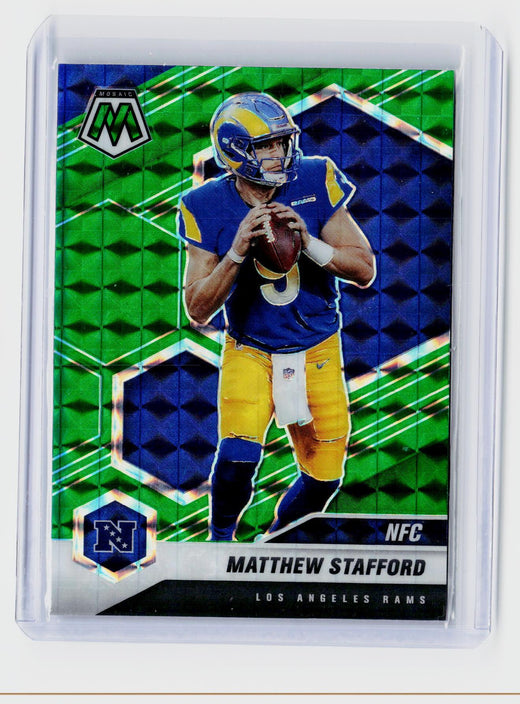 2021 Panini Mosaic Football Matthew Stafford Green Mosaic #205 Los Angeles Rams - front