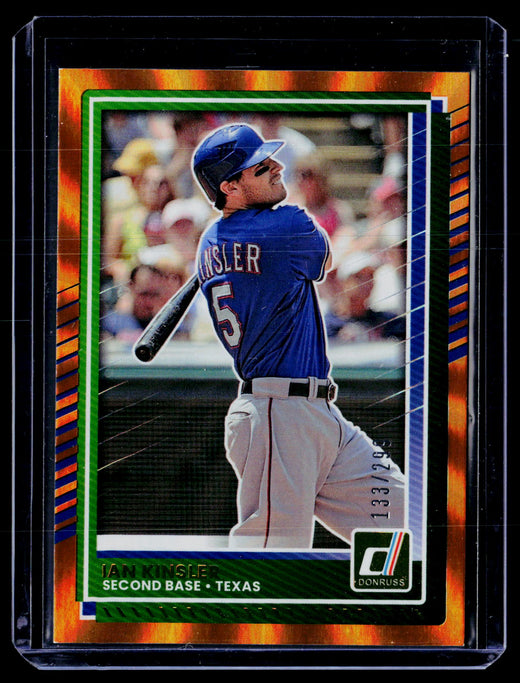 2025 Panini Donruss Ian Kinsler Orange Laser #93 /299 Texas - front