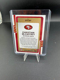 2025 Panini Donruss Threads Christian McCaffrey Memorabilia Card DTH-CMY - back