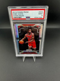 2019 Panini Prizm Hyper Prizm Coby White RC #253 PSA 9 Chicago Bulls - front