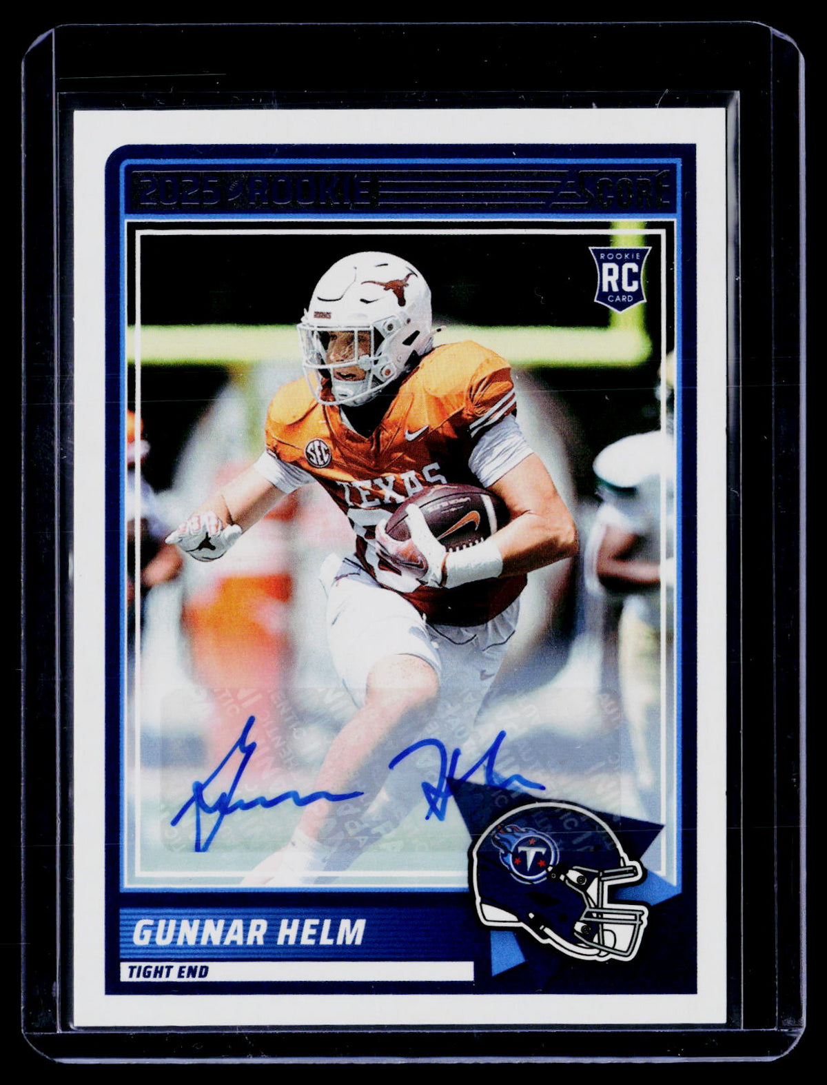 2025 Panini Score Football Base Rookie Signatures Gunnar Helm #99 RC Auto - front