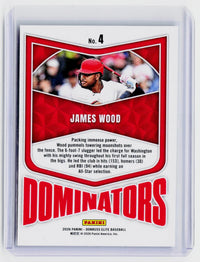 2026 Panini Donruss Elite Dominators James Wood #4 Washington Nationals - back