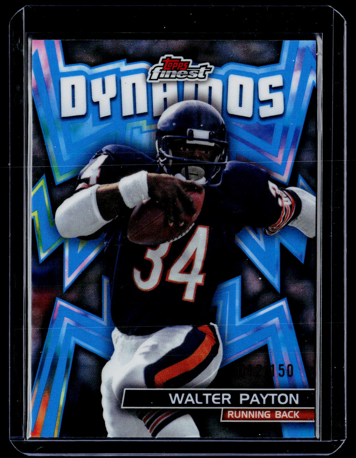 2024 Topps Finest Dynamos Walter Payton Sky Blue Refractor DYN-19 /150 - front