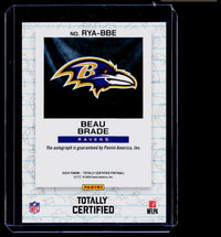 2024 Panini Totally Certified Rookie Yearbook Autographs Beau Brade RYA-BBE - back