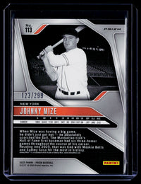 2025 Panini Prizm Baseball Johnny Mize Red Prizm #113 123/299 - back