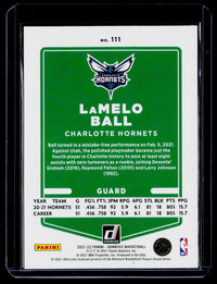 2021-22 Panini Donruss LaMelo Ball #111 Charlotte Hornets - back