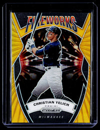 2020 Panini Prizm Fireworks Gold Prizm #F-1 Christian Yelich 09/10 - front