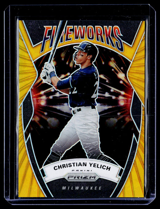 2020 Panini Prizm Fireworks Gold Prizm #F-1 Christian Yelich 09/10 - front
