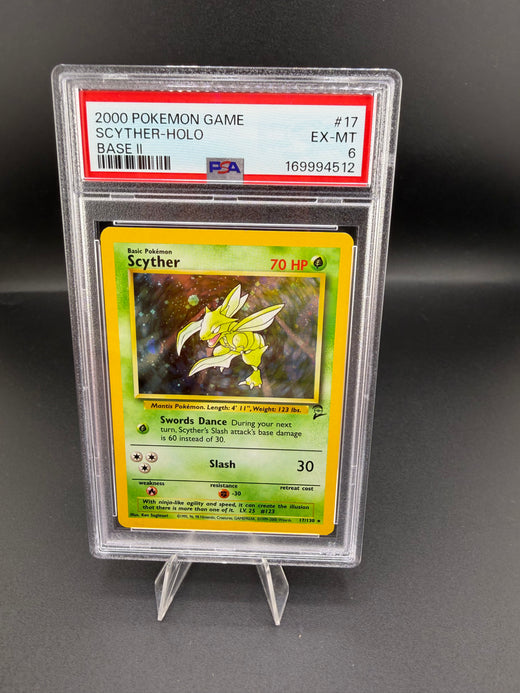 2000 Pokémon Base Set 2 Scyther Holo #17 PSA 6 - front