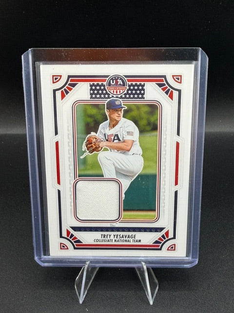 2024 Panini USA Baseball Stars & Stripes Collegiate National Team Materials PE Trey Yesavage USA-TY - front