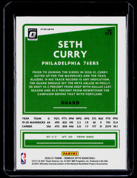 2020-21 Panini Donruss Optic Basketball Seth Curry #113 76ers - back