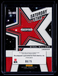 2025 Panini Prizm Draft Picks Saturday Star Signatures Mykel Williams Orange Wave Rookie Auto #SSS-MWS /75 - back