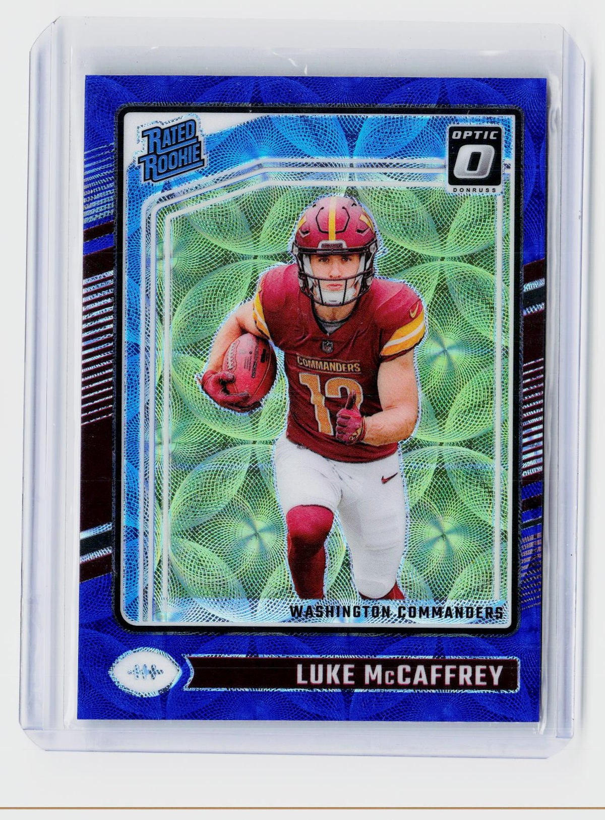 2024 Panini Donruss Optic Football Luke McCaffrey Rated Rookie Blue Hyper #268 - front