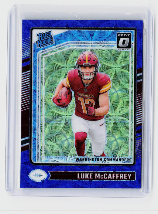 2024 Panini Donruss Optic Football Luke McCaffrey Rated Rookie Blue Hyper #268 - front