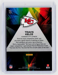 2023 Panini Prizm Football Prizmatic Green Travis Kelce #10 Kansas City Chiefs - back
