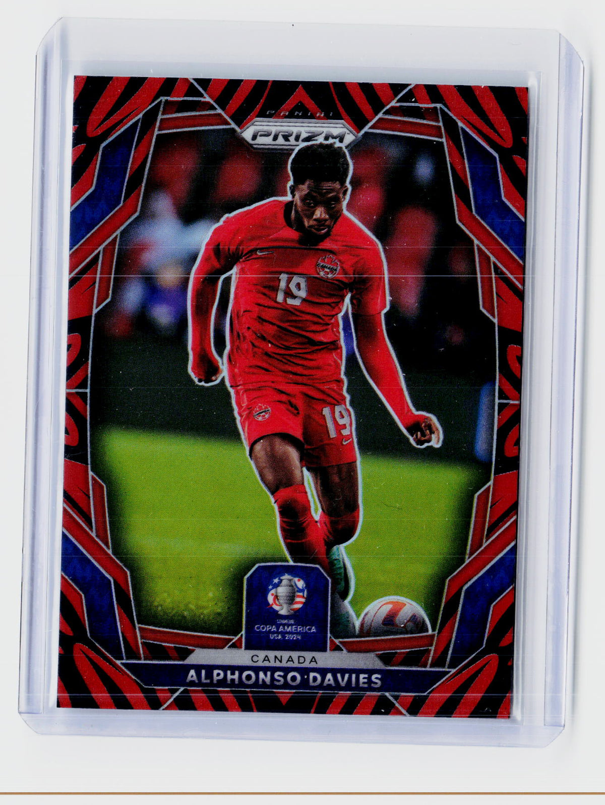 2024 Panini Prizm CONMEBOL Copa America Alphonso Davies Red and Black Prizm #167 - front