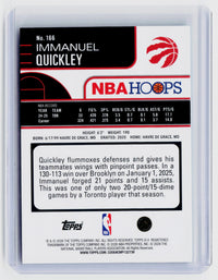 2026 Topps NBA Hoops Immanuel Quickley Toronto Raptors /299 - back