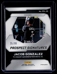 2024 Panini Prizm Baseball Prospect Signatures Jacob Gonzalez Red Prizm Auto #PS-JG /99 - back