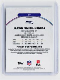2025 Topps Finest Football Jaxon Smith-Njigba Green Refractor Rookie? #177 /35 - back