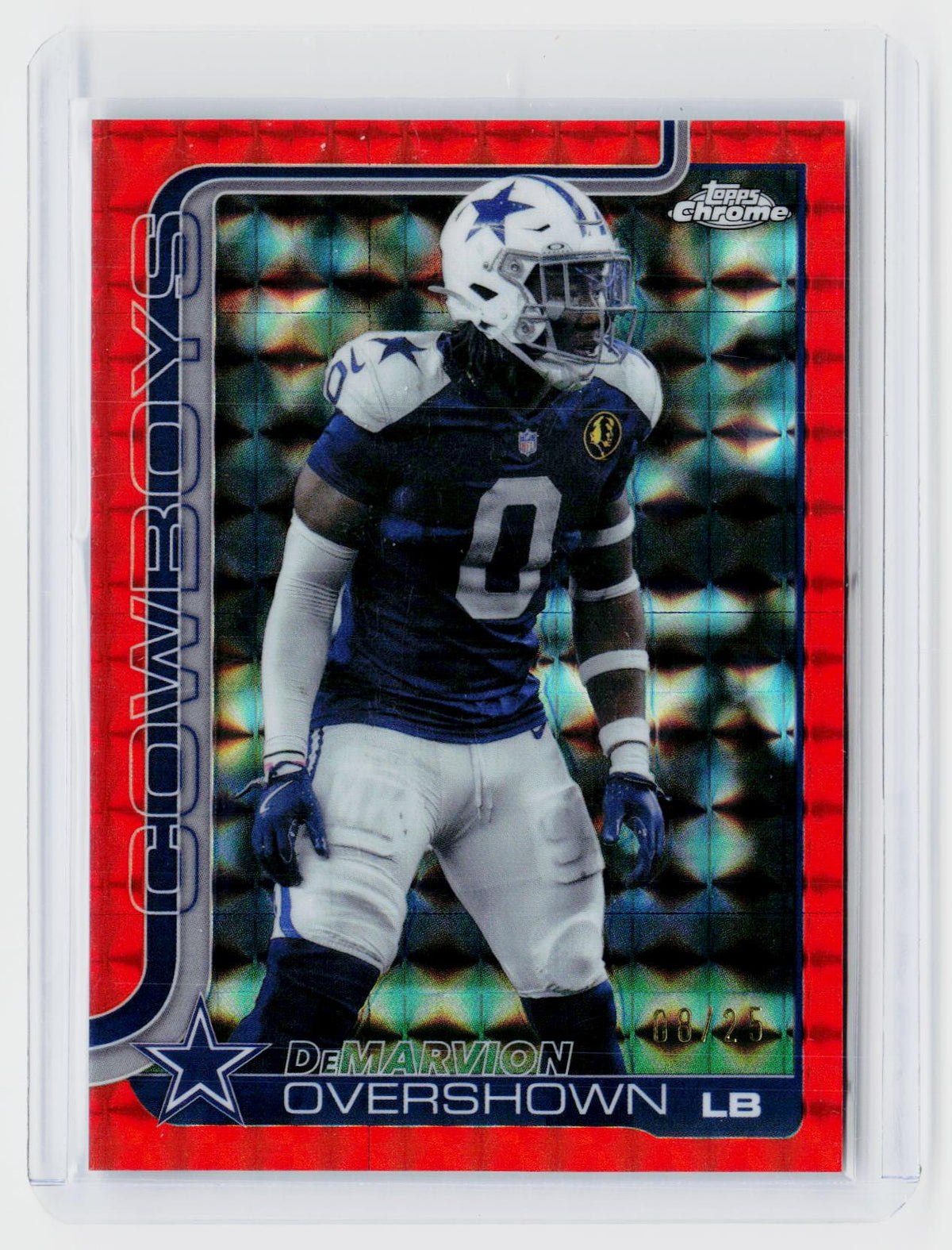 2025 Topps Chrome Football DeMarvion Overshown Red Refractor /25 #78 - front