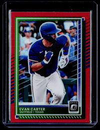 2025 Panini Donruss Optic Evan Carter Red Prizm #77 /99 - front