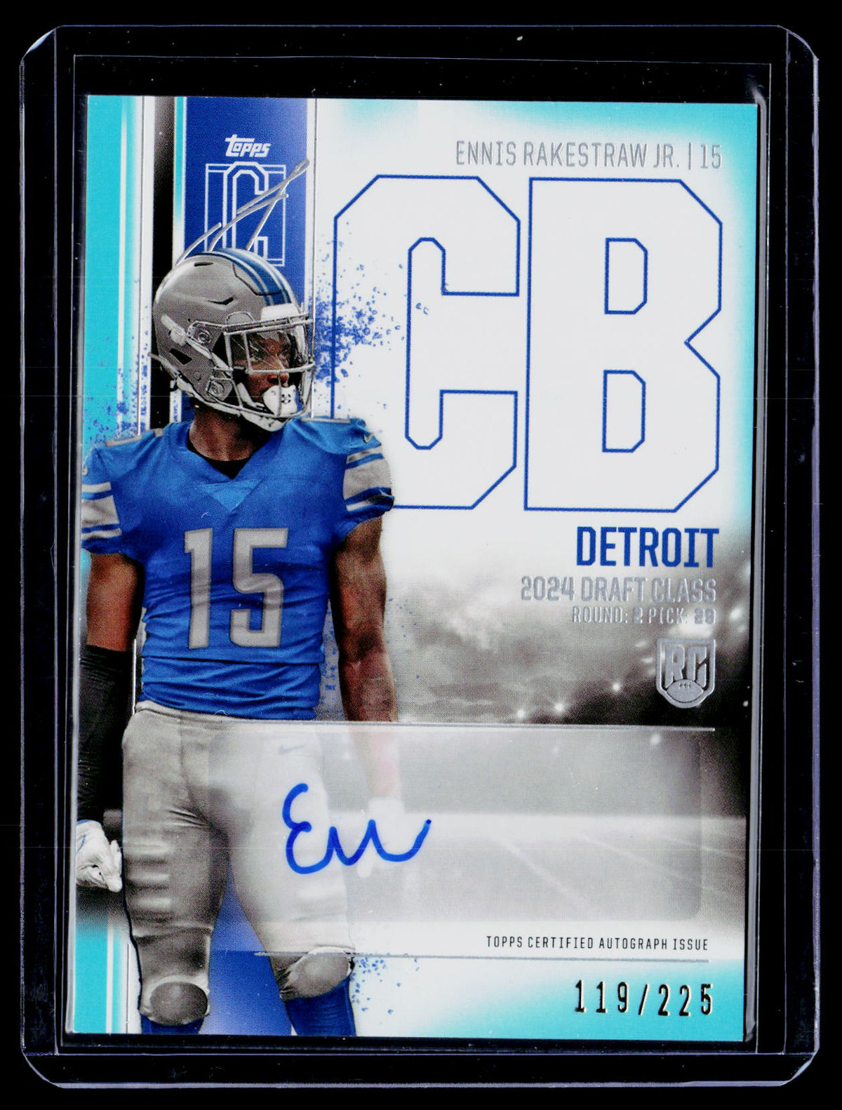 2024 Topps Signature Class Football Ennis Rakestraw Jr. Rookie Class Autographs Teal RCA-ER 119/225 - front