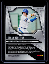 2025 Panini Prizm Baseball Ethan Holliday #82 Orange Wave Prizms 40/49 - back