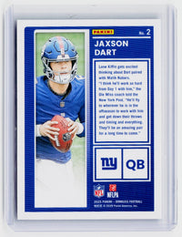 2025 Panini Donruss The Rookies Jackson Dart #2 New York Giants - back