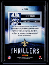 2023 Panini Rookies & Stars Thrillers Derek Carr #TH-21 Silver Prizm - back