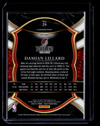 2020-21 Panini Select Basketball Concourse #24 Damian Lillard Portland Trail Blazers - back
