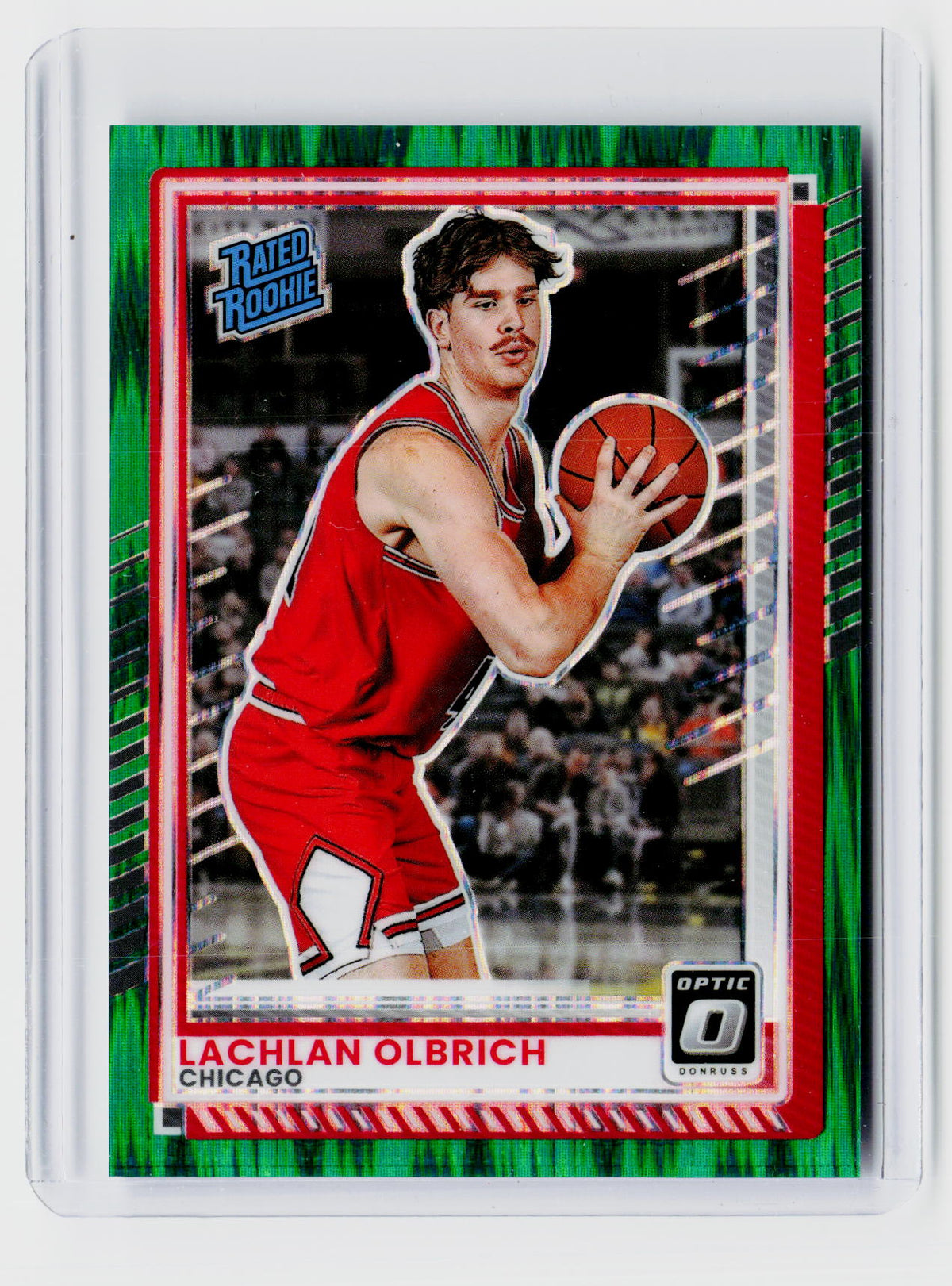 2025 Panini Donruss Optic Rated Rookie Lachlan Olbrich #40 Green Holo /135 - front